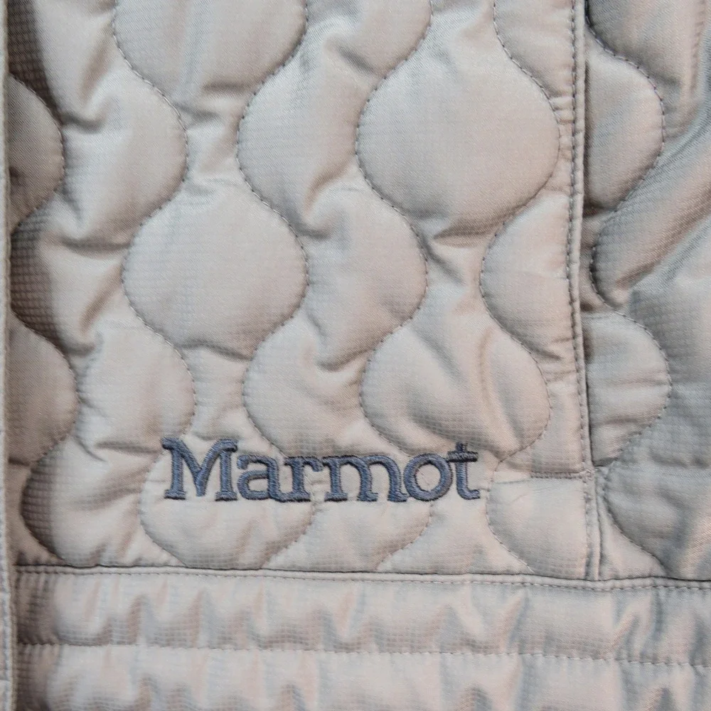 Marmot Womens Gray Quilted Faux Fur Collar Puffer Jacket A90370 Medium